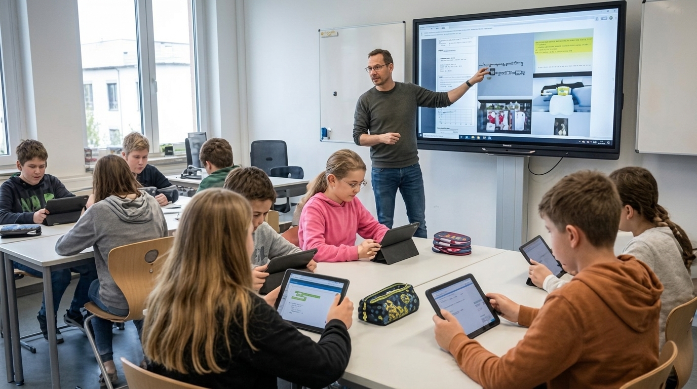 Schüler mit Tablets